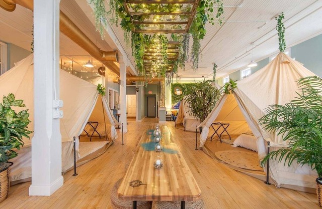 Experience Stay at the Glamping Loft Lake Geneva |Group Stays |Stylish Tent Suites |Kitchen & Bar