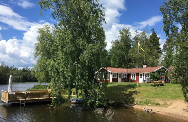 Holiday house with panoramic view incl. Boat and sauna directly on Lake Hyllen