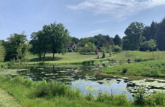 House in the middle of a landscape (tennis pool)