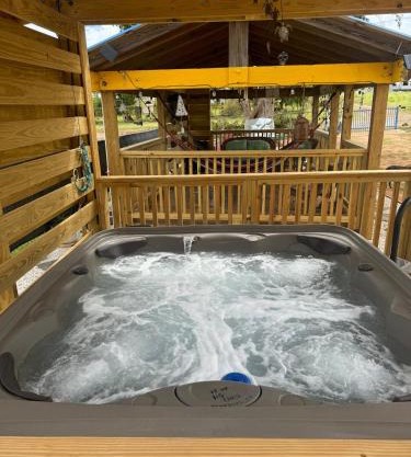 House with a jacuzzi and solar panels