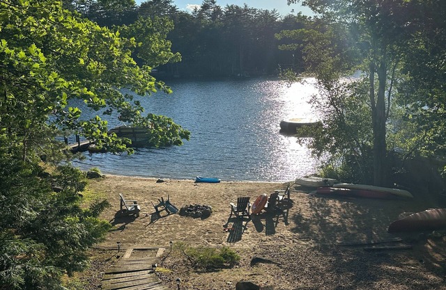 Lake Winnipesaukee waterfront with private beach, dock in Moultonborough