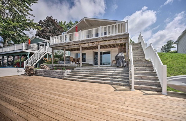 Lakeside home with large deck for enjoyment