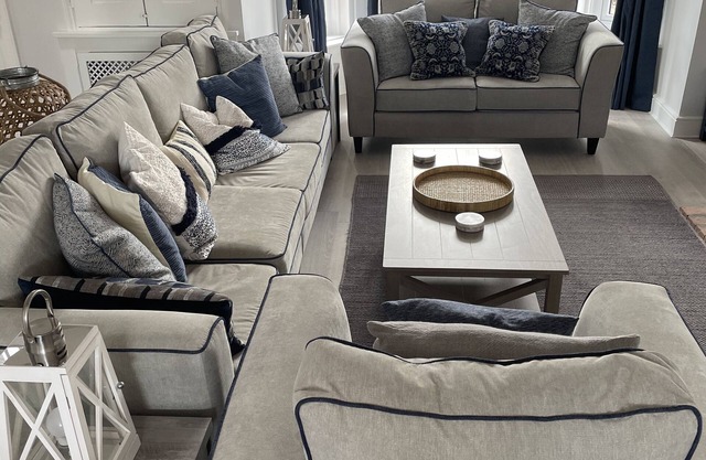 Large family house with private indoor heated pool in walking distance to beach.