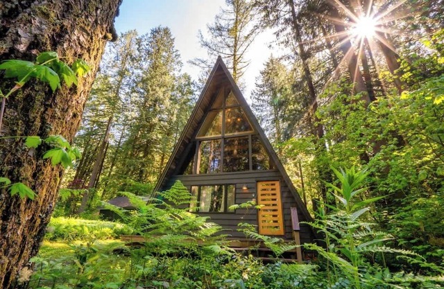 Modern A-Frame Hot Tub Forest Escape