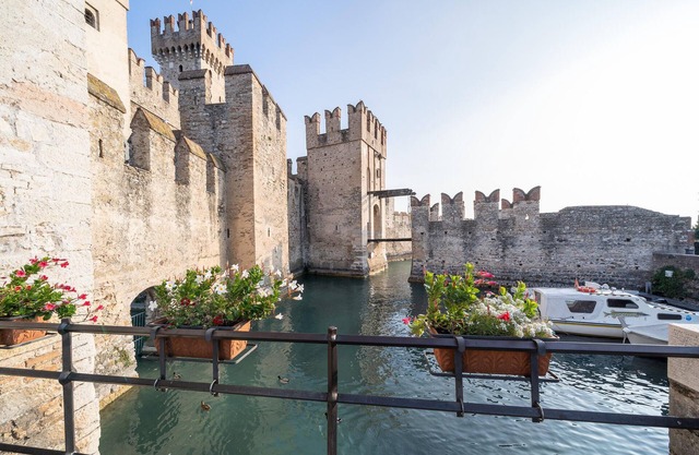Modern apartment with large pool and garden.