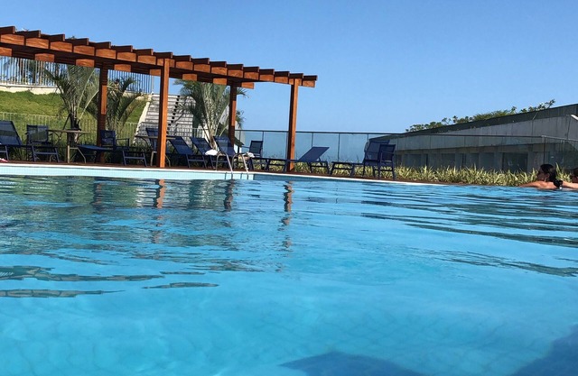 New apartment high standard modern sea front building, terrace, beautiful pool.