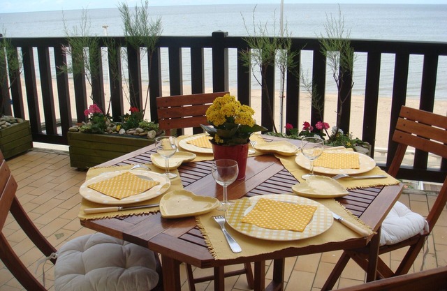 Normandy, on the beach, The Terrace Between Sky and Sea, panoramic view.