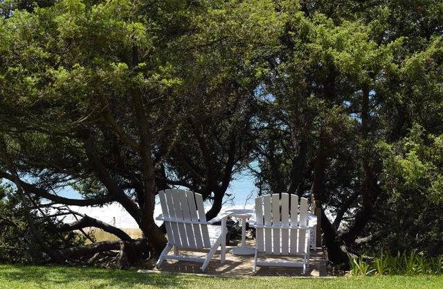 On the beach. Nice and comfortably