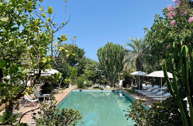 "Palm Cottage" with garden, swimming pool and spa hot tub