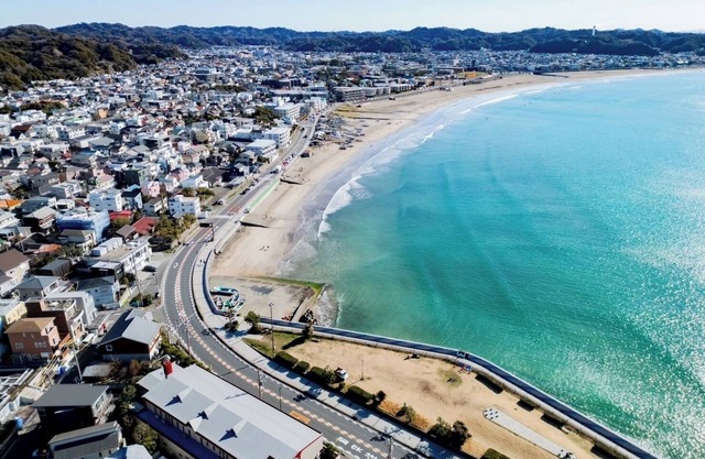 Panoramic ocean view of Kamakuras coastline En /Kamakura Kanagawa