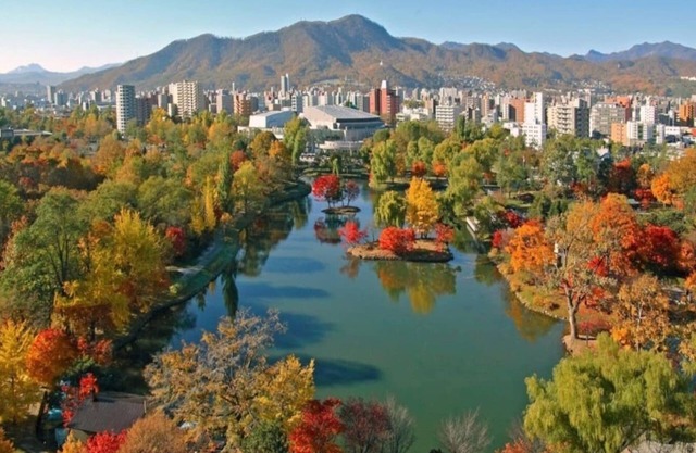 Park view from the top floor of 2A Towerman Enjoy - AMS Tower Nakajima 2102 / Sapporo Hokkaidō
