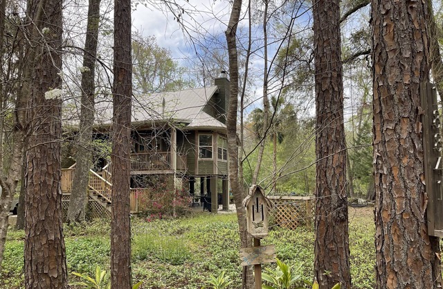 River cottage on the wild and scenic Santa Fe River in High Springs, Florida.