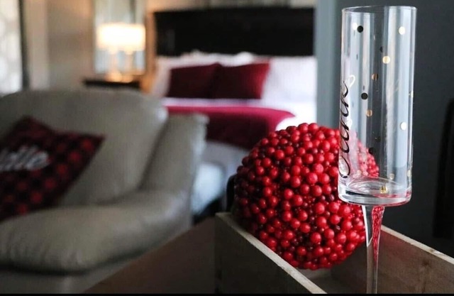 Romantic king suite located 15 minutes from U of I