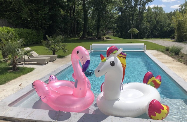 Room in a splendid wooded property with a swimming pool, spa, park