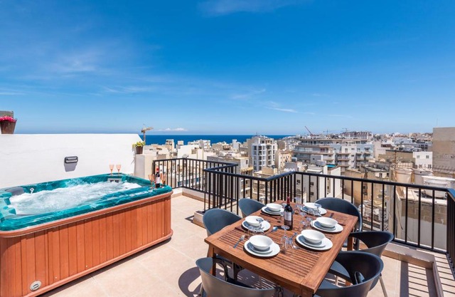Seashells Sea View Penthouse with private Hot Tub & large sunny terrace with stunning views - by Getwaysmalta