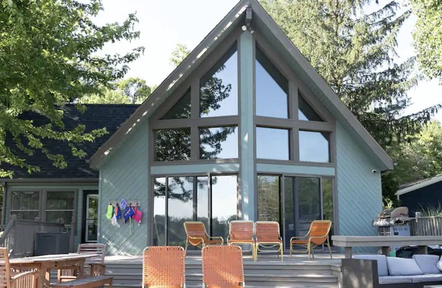 Sister Lakes A-frame with panoramic lake views
