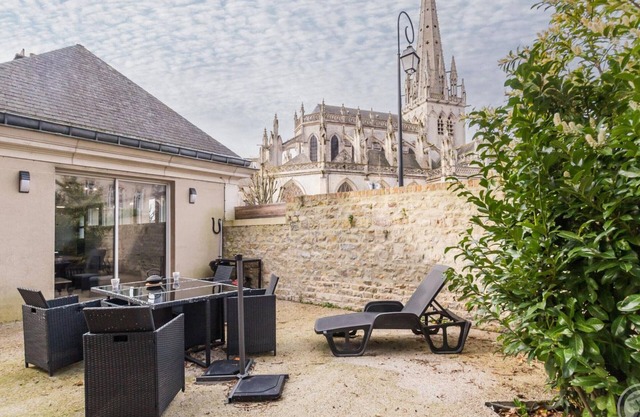 Spacious Ground-Floor Home with Private Terrace and Historic Church Views in Carentan