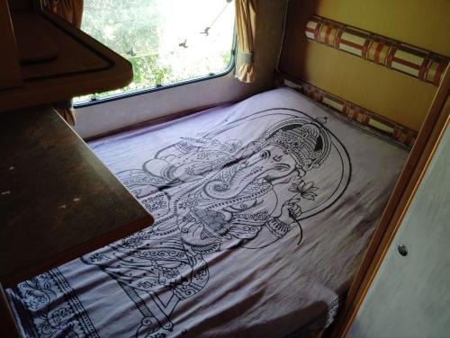 Uljanas caravana for 2 with view of the rescued horses