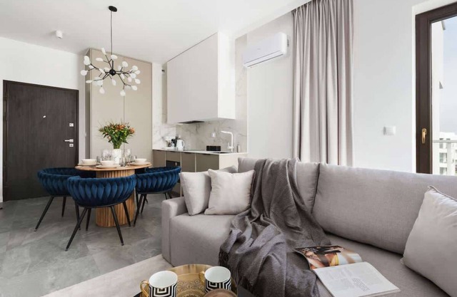 Unique interiors in a modern seaside marina
