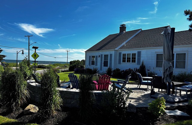 Updated home with Ocean views, beach, central air, firepit & outdoor shower!