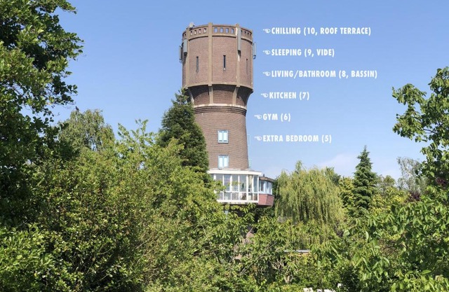 Verblijf boven in de watertoren van Strijen met dakterras