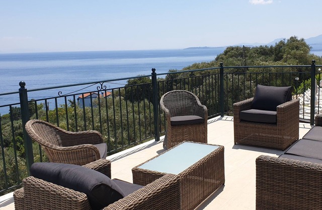 Villa Andonis Nissaki is a large villa with a private large pool and sea view.