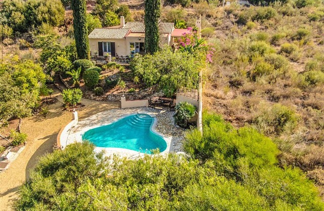 Villa near Mojacar, Almeria, Spain overlooking a lush valley.