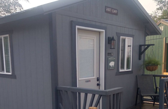 Wyatt Earp, has a queen bed, and has it's own bathroom.