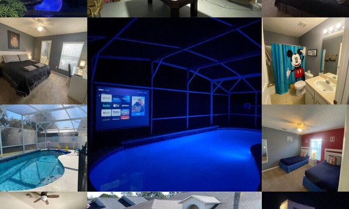 Clear Creek Villa | 3 Bedroom Villa with Poolside Cinema and Games Room Close to theme Parks sleeps 6+2