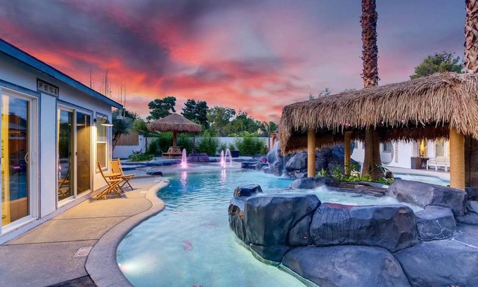 Las Vegas House | 7BD 5BA Mansion w/ Lazy River Hot Tub Sleeps 26