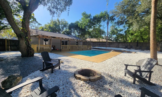 Spring Hill House | Adventure Coast Modern; 3/3 Pool w/Firepit and Outdoor Dining Area