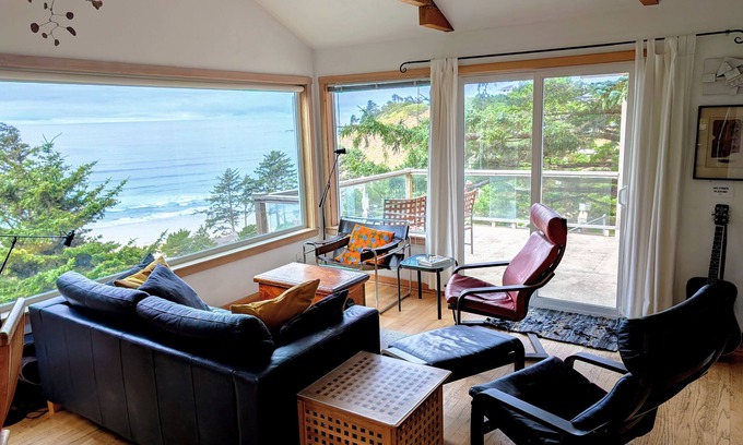 Oceanside House | Airy Beach Home with Two Decks, Ocean Views - Close to Beach Access