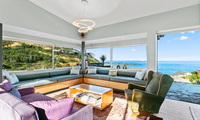 Houghton Bay House | Amazing home with all day sun and mesmerizing sea views out to the cook strait.