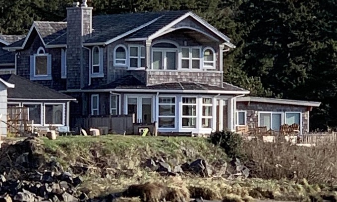 Cannon Beach House | Amazing ocean & estuary views! Relax on the deck (hot tub & fire-pit)
