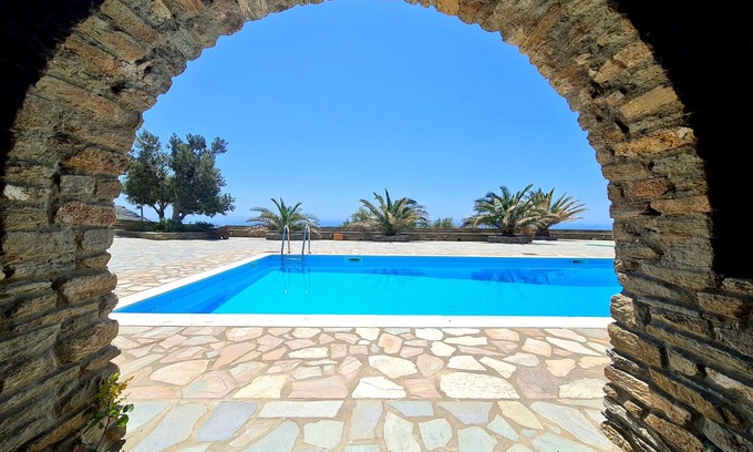 Megas Yialos-Nites House | Andros Serenity-Adults Only-Sea view-pool/jacuzzi stone residence