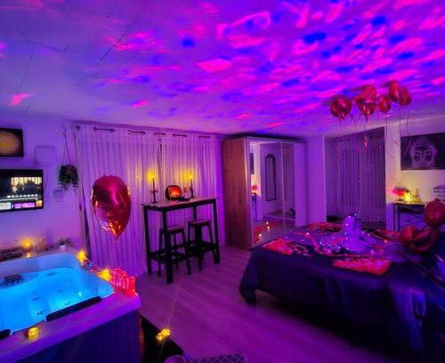 Rocbaron Apartment | App jacuzzi & piscine privée - loveroom - Suite Emeraude
