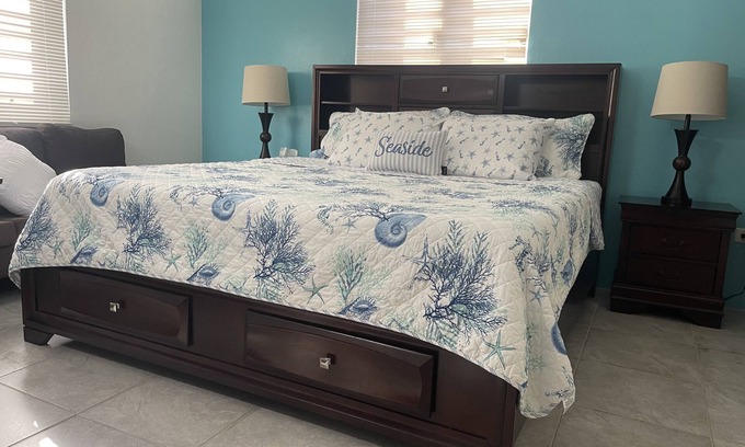 Sion Farm Apartment | Apt. #2 Front of Deck with newly updated Deluxe King Bed! Sweet Dreams!
