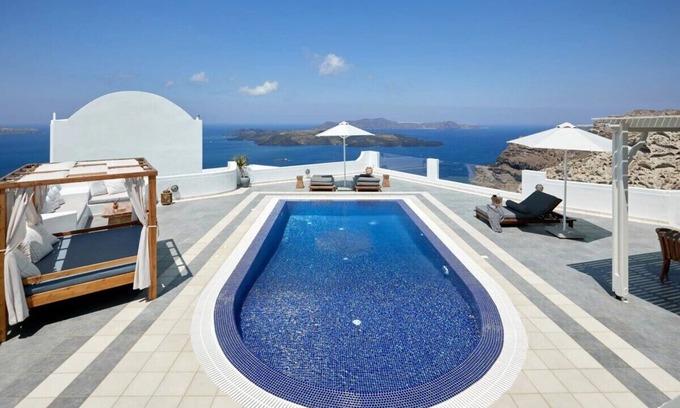 Santorini Villa | Artemis Villa w/Heated Pool, Hot Tub & Caldera View