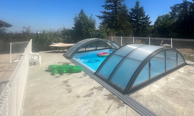 Vernoux-en-Vivarais Cottage | ATYPICAL GITE WITH COVERED SWIMMING POOL in summer