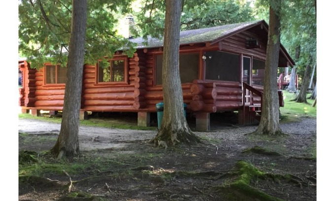 Northome Cabin | Authentic Log Cabin Pet Friendly Island Lake Northshore Bay Resort