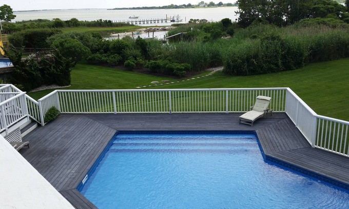 East Moriches House | Bayfront beauty with heated pool! Minutes to Westhampton!