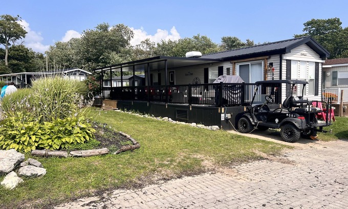 Sherkston Resort | Beach view corner lot with ample space for family games or nightly bonfires!
