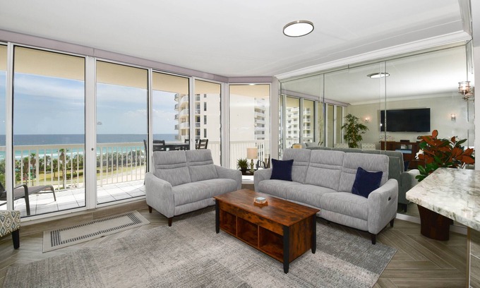 Fort Walton Beach - Destin Condo | Beachfront End Unit Condo. Extra Living Space. Includes Beach Service