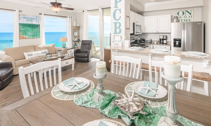 Panama City Beach Condo | BeachFRONT Family-Friendly Condo Near Pier Park w/Indoor Heated Pool, Sleeps 4