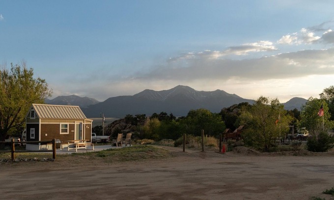 Buena Vista House | Belford is a 1-4 person Tiny Home with bathroom, fridge, induction cooktop, microwave, AC/heat, and beautiful mountain views!