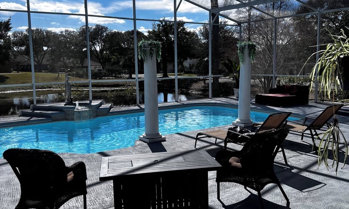 Ocoee House | Big Beautiful Master bedroom with pool view!