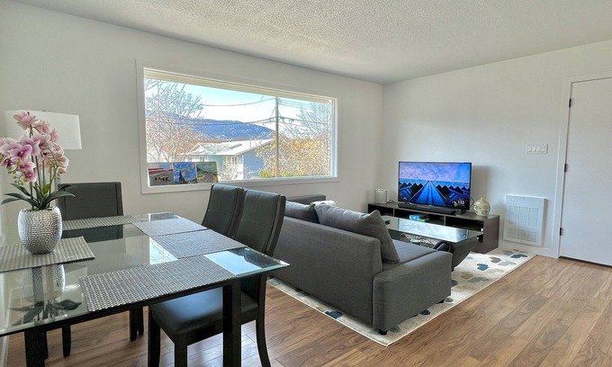 Okanagan-Similkameen Condo | Bike to Beaches & Wineries Along The KVR. Enjoy the Patio & BBQ. Pet Friendly.