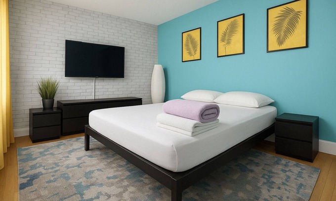 Upper Manhattan Apartment | Blue style Room shared bathroom in Harlem Manhattan