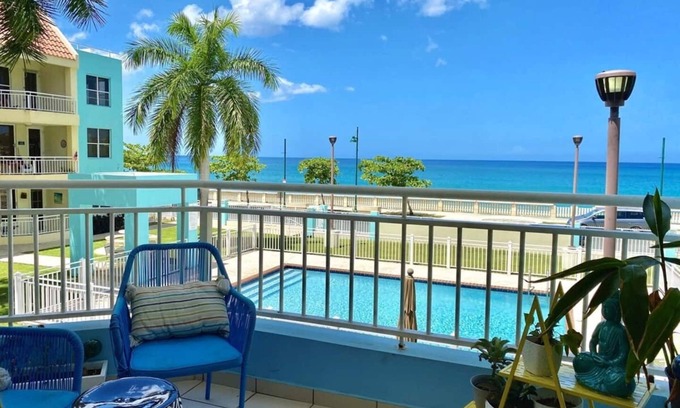 Aguadilla Pueblo Apartment | Boho Beach Box | Ocean Front Apt With Pool- in Downtown Walkable Location