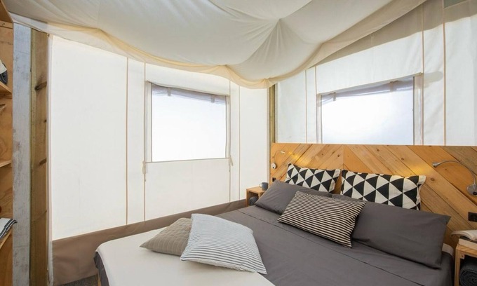 Montecatini Val di Cecina House | Bungalow 'Glamping B' with Shared Pool, Shared Garden and Wi-Fi